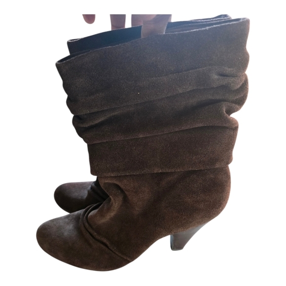 Jessica Simpson Boots Womens Sz 9B Brown Suede Mid Calf Heels Comfty - Picture 2 of 15
